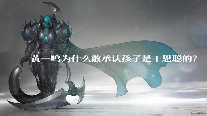 黄一鸣为什么敢承认孩子是王思聪的?
