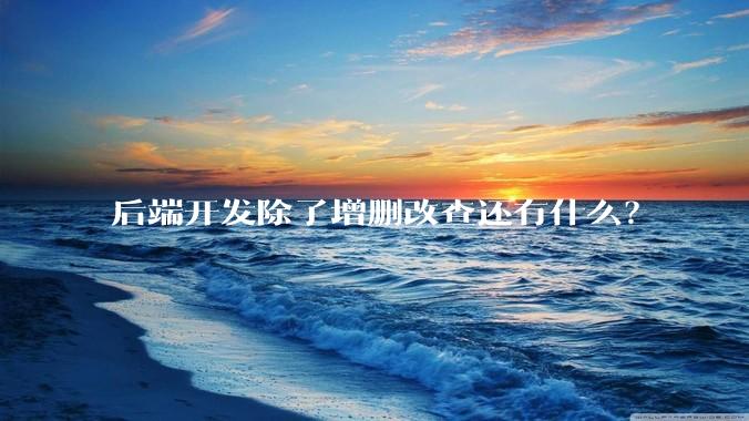 后端开发除了增删改查还有什么?